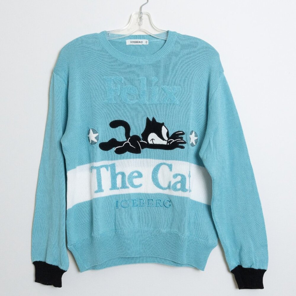 Vintage Iceberg Felix The Cat Knit Sweater Blue White